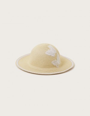 Beige Kids' Monsoon Baby Butterfly Floppy Hats | QJA-4800