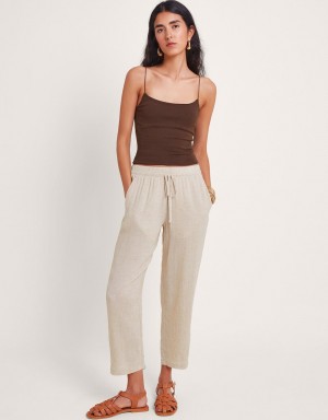 Beige Women's Monsoon Penina Crop Trousers Pants | EKX-2052