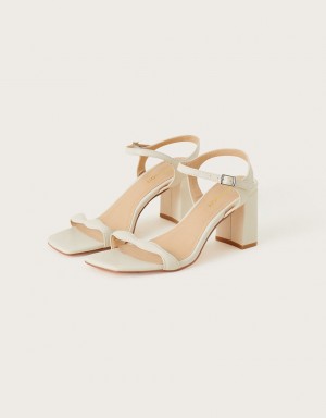 Beige Women's Monsoon Scallop Block Heeled Sandals | RBB-7884