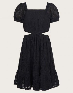 Black Kids' Monsoon Lace Cut Out Dress | CIH-2956