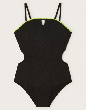 Black Kids' Monsoon Texture Swimsuit Swimwear | GGS-8063