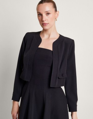 Black Women's Monsoon Briar Cropped Jacket | JEU-7128