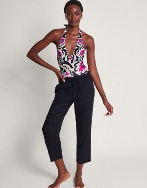 Black Women's Monsoon Penina Crop Pants | JWL-6108