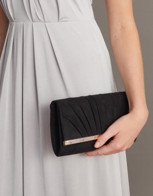 Black Women's Monsoon Pleated Occasion Clutch Bags | PAR-7327