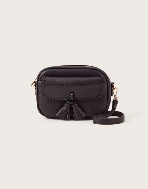 Black Women's Monsoon Scallop Camera Bags | EBG-3108