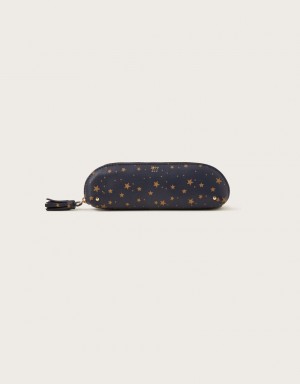 Black Women's Monsoon Star Print Leather Pencil Case Bags | HAZ-8474