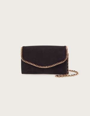 Black Women's Monsoon Suede Chain Cross-Body Bags | HBW-9363