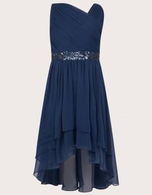 Blue Kids' Monsoon Abigail One-Shoulder Prom Dress | DLM-6464