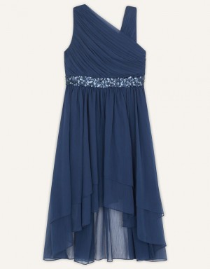 Blue Kids' Monsoon Abigail One Shoulder Prom Dress | AVI-7176