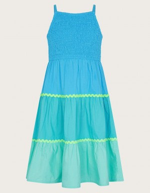 Blue Kids' Monsoon Color Block Dress | JXV-3811