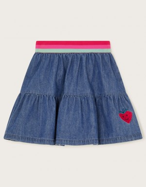 Blue Kids' Monsoon Denim Ruffle Skirts | VUF-2494