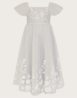 Blue Kids' Monsoon Essie Embroidered Swing Dress | MUK-4764