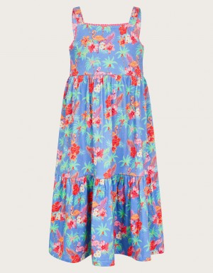 Blue Kids' Monsoon Flamingo Midi Dress | GWL-2830