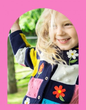 Blue Kids' Monsoon Frugi Embroidered Patch Cardigan | YML-2206