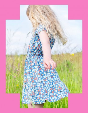 Blue Kids' Monsoon Frugi Floral Tiered Dress | LLU-1529