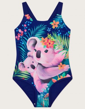 Blue Kids' Monsoon Koala Swimsuit with Recycled Polyester Swimwear | XCV-3236