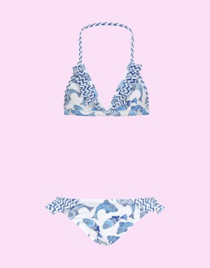 Blue Kids' Monsoon Sunuva Batik Print Bikini Set Swimwear | JTU-2402