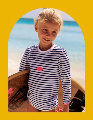 Blue Kids' Monsoon Sunuva Stripe Long Sleeve Tops | XZF-6524