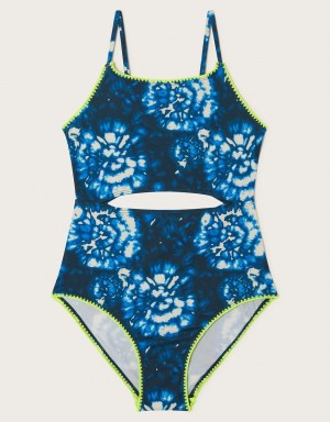 Blue Kids' Monsoon Tie-Dye Swimsuit Swimwear | RDJ-5965