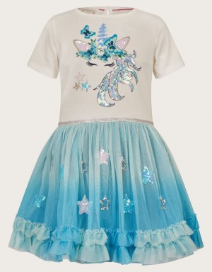 Blue Kids' Monsoon Unicorn Disco Dress | HZA-4744