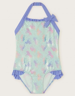 Blue Kids' Monsoon Unicorn Shimmer Swimsuit Swimwear | KLU-2518