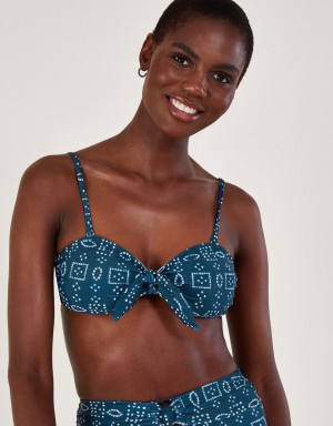 Blue Women's Monsoon Batik Dye Bikini with Recycled Polyester Tops | VJD-2099