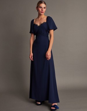 Blue Women's Monsoon Charlotte Crepe Maxi Dress | WBN-4921