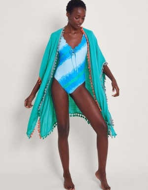 Blue Women's Monsoon Contrast Tassel Cover-Up Swimwear | UZL-2088