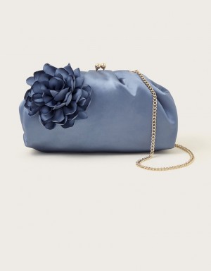 Blue Women's Monsoon Corsage Satin Bags | TYI-7699