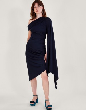 Blue Women's Monsoon Dora Drape Dress | GFM-4077