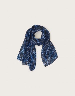 Blue Women's Monsoon Dora Spot Silk Scarves | TVS-0020