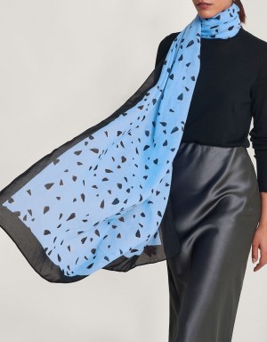 Blue Women's Monsoon Heart Print Lightweight Scarves | LQG-6205