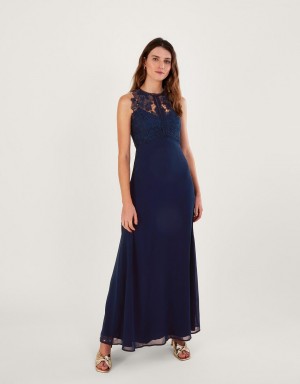 Blue Women's Monsoon Lena Lace Maxi Dress | JQU-0043