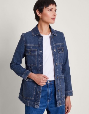 Blue Women's Monsoon Melanie Stretch Denim Jacket | TWJ-0033