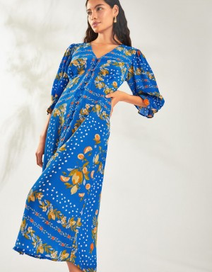 Blue Women's Monsoon Paloma Tea Dress | QDE-3437