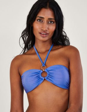 Blue Women's Monsoon Ring Detail Plain Bikini with Recycled Polyester Tops | UIZ-2221