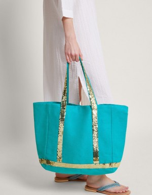 Blue Women's Monsoon Sequin Canvas Bags | UKS-2743