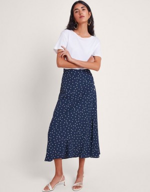 Blue Women's Monsoon Shiloh Spot Bias Skirts | BJC-1700