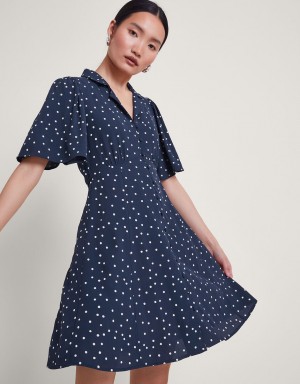 Blue Women's Monsoon Shiloh Spot Dress | QLC-8714