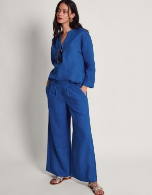 Blue Women's Monsoon Solene Wide Leg Pants | PAN-0261