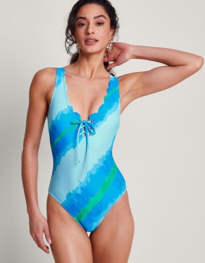 Blue Women's Monsoon Zifia Swimsuit Swimwear | WQX-3300