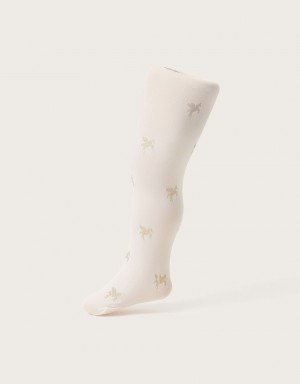 Gold Kids' Monsoon Baby Glitter Unicorn Print Tights | KVJ-8361