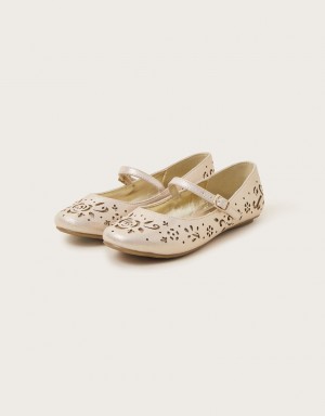 Gold Kids' Monsoon Cutwork Ballet Flats | SXW-2489