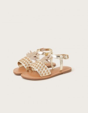 Gold Kids' Monsoon Embellished Pineapple Sandals | ULC-8637