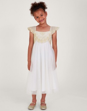 Gold Kids' Monsoon Estella Dress | XMJ-6371