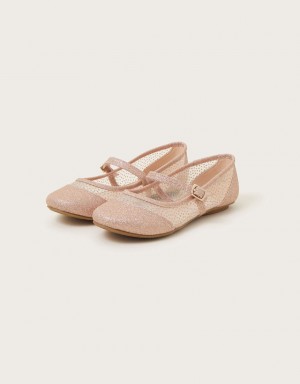 Gold Kids' Monsoon Glitter Princess Ballet Flats | XBO-1082