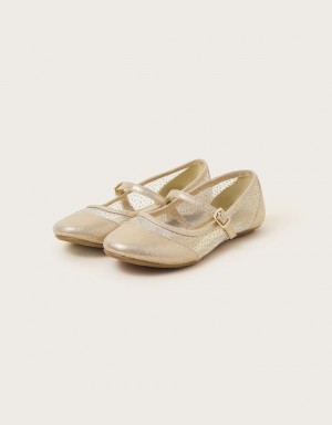 Gold Kids' Monsoon Shimmer Princess Ballerina Flats | MCW-5626