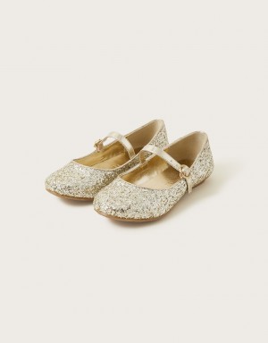 Gold Kids' Monsoon Stardust Ballerina Flats | QBD-2248