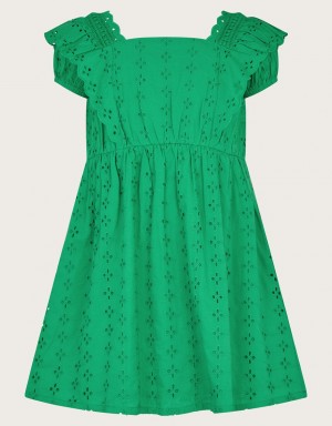 Green Kids' Monsoon Broderie Frill Dress | EXS-5825