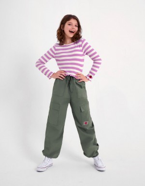 Green Kids' Monsoon Cargo Pants | NQC-3784